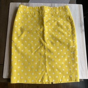 Yellow and white polka dot skirt